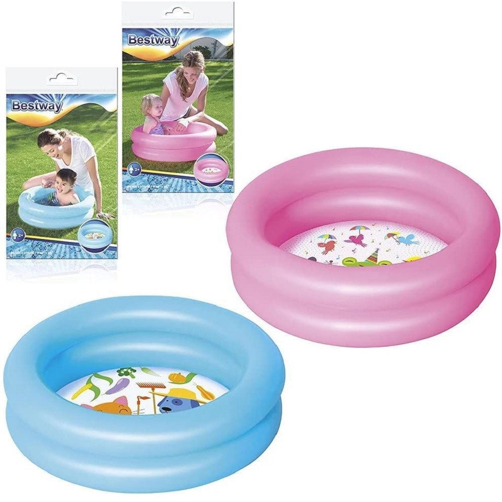Trade Shop - Piscina Per Bambini 2 Anni+ Baby 2 Anelli Fondo Disegnato 61x15cm 2 Colori 51061 -