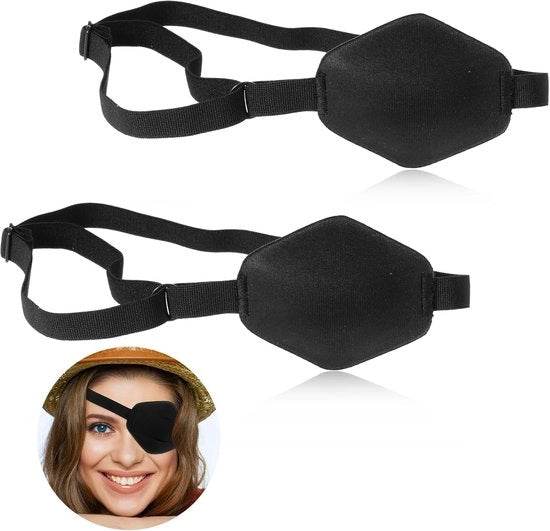 Occhiali da sonno per adulti e bambini, 2-pack, lenti da pirata, regolabili per l'occhio sinistro o destro