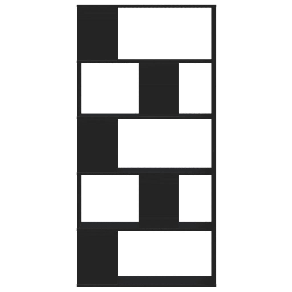 Libreria 5 Ripiani Nera 80,5x23,5x162,5cm in Legno Multistrato 852772