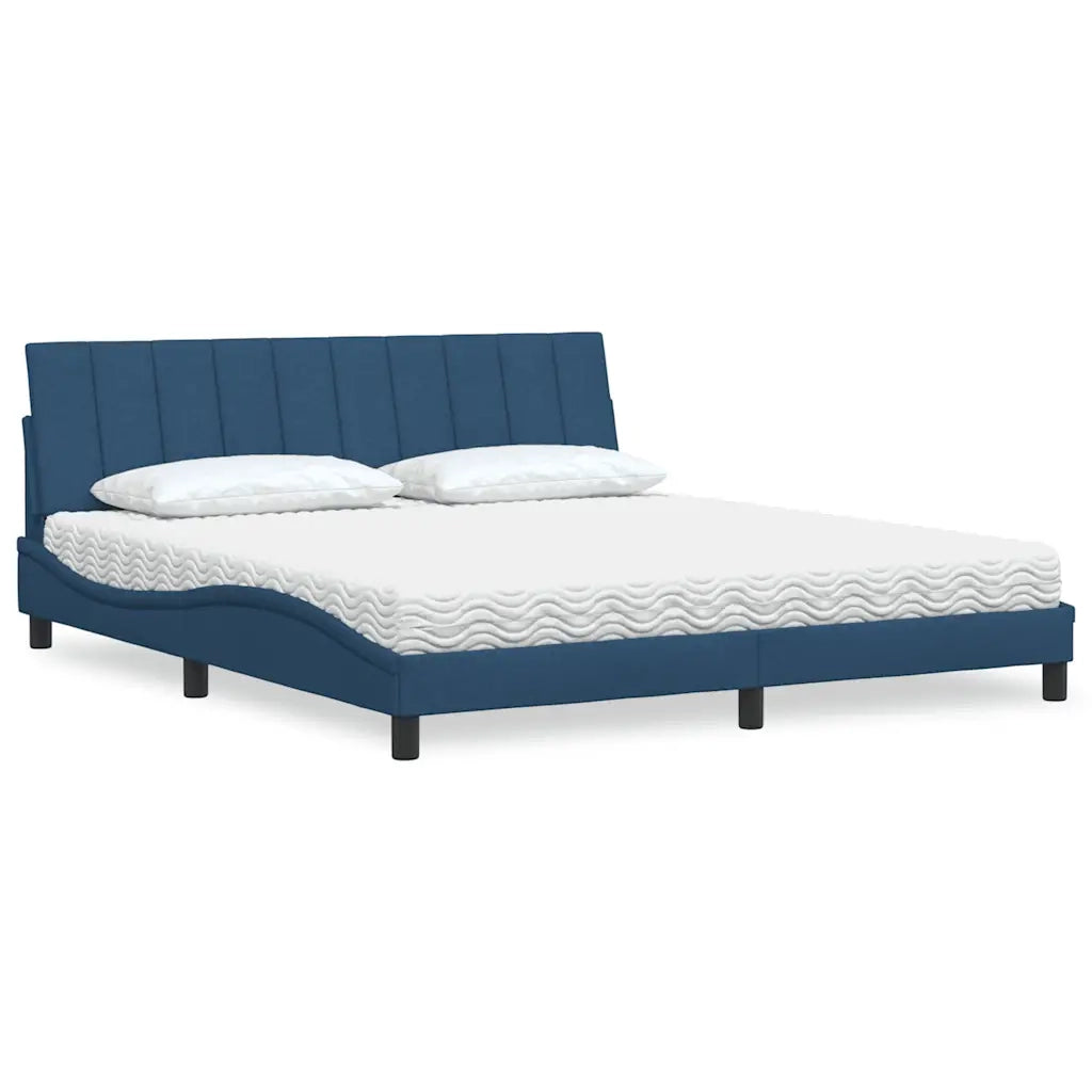 Letto con Materasso Hanko Blu 180x200 cm in Tessuto 3310551