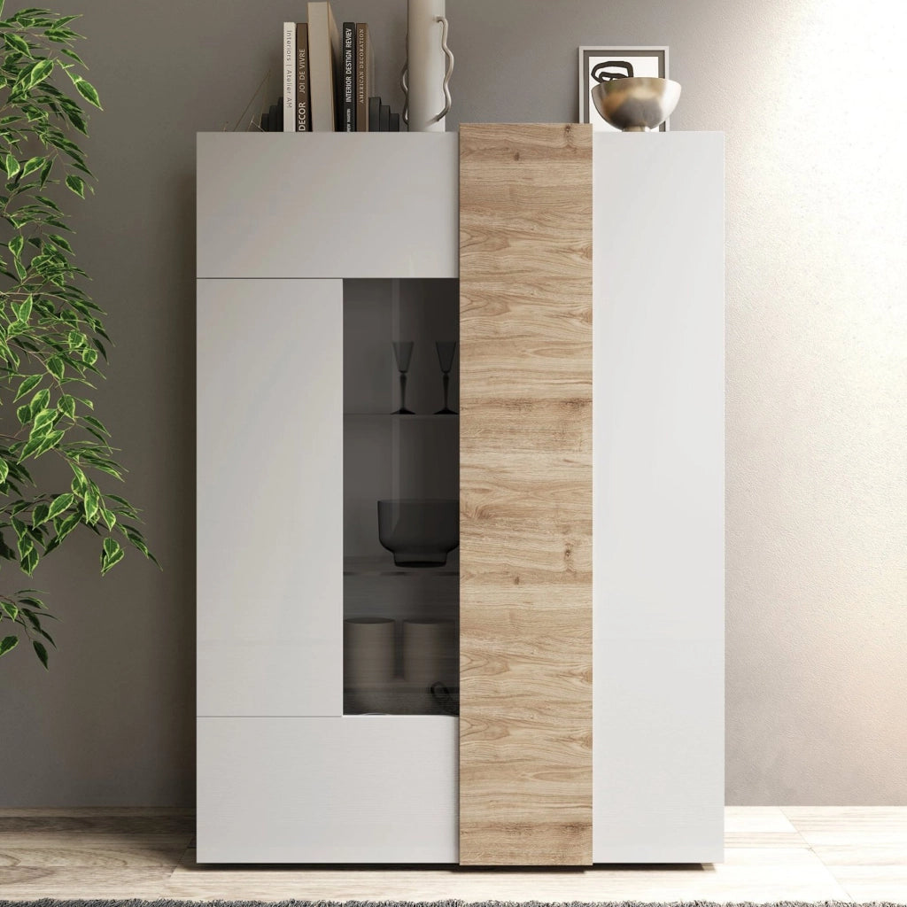 Mobile Espositore Gorizia, Vetrina 8 Ripiani, 121x44x169h cm Bianco Lucido