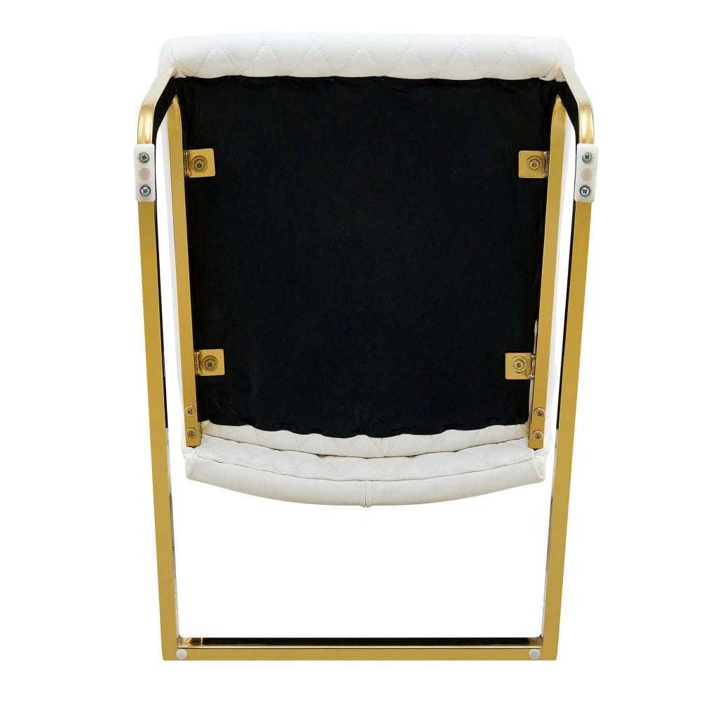 Set di 2 sedie da pranzo bianche con struttura dorata