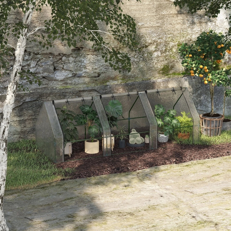 SERRA da giardino 270x90x90 cm in acciaio e PE bianco
