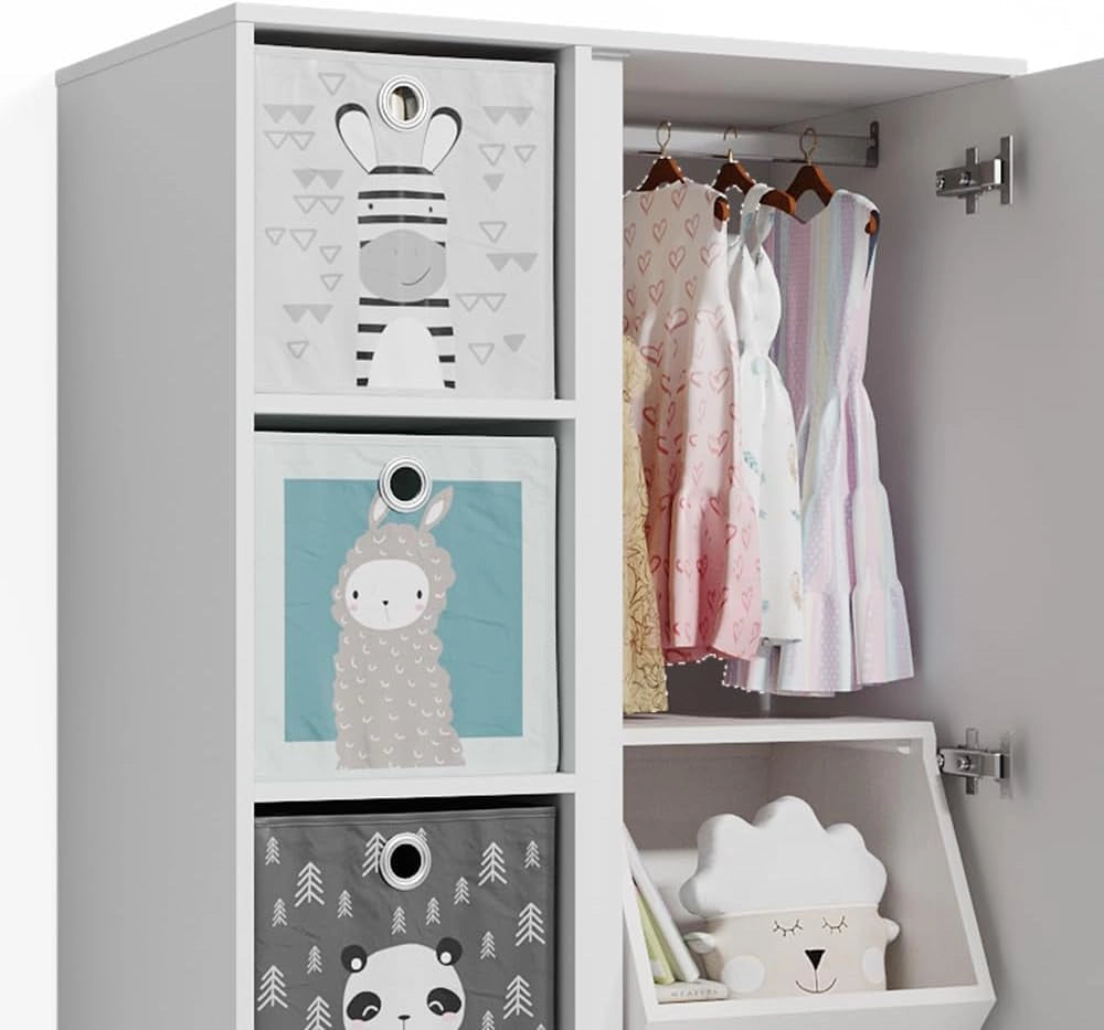 Armadio multifunzione Ruben, Bianco, 80 x 190 cm, per la conservazione di abiti e combinabile con i mobili Ruben