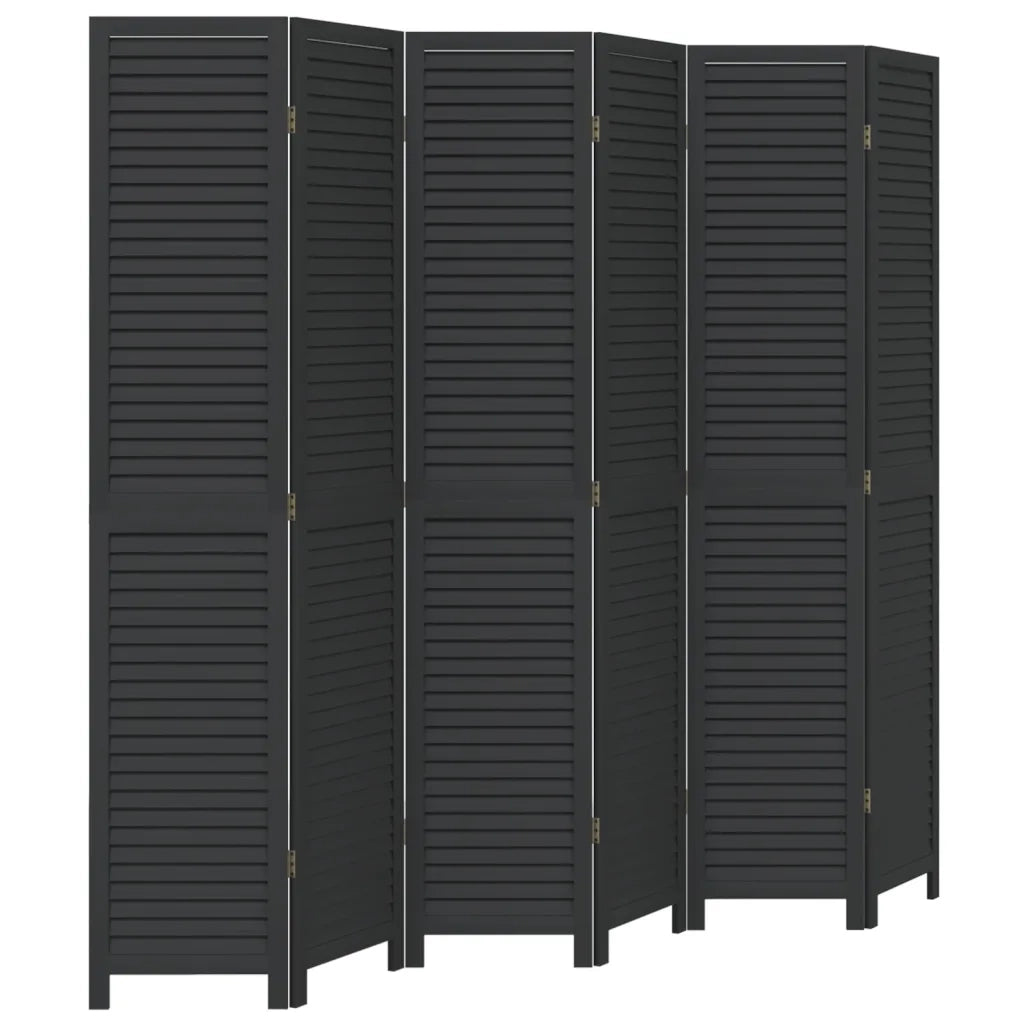 Divisorio Ambienti | Divider per stanze | Paravento 6 Pannelli Nero Legno Massello di Paulownia