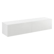 Mensola porta TV da parete di design con 2 cassetti 140 cm bianco 03_0005187