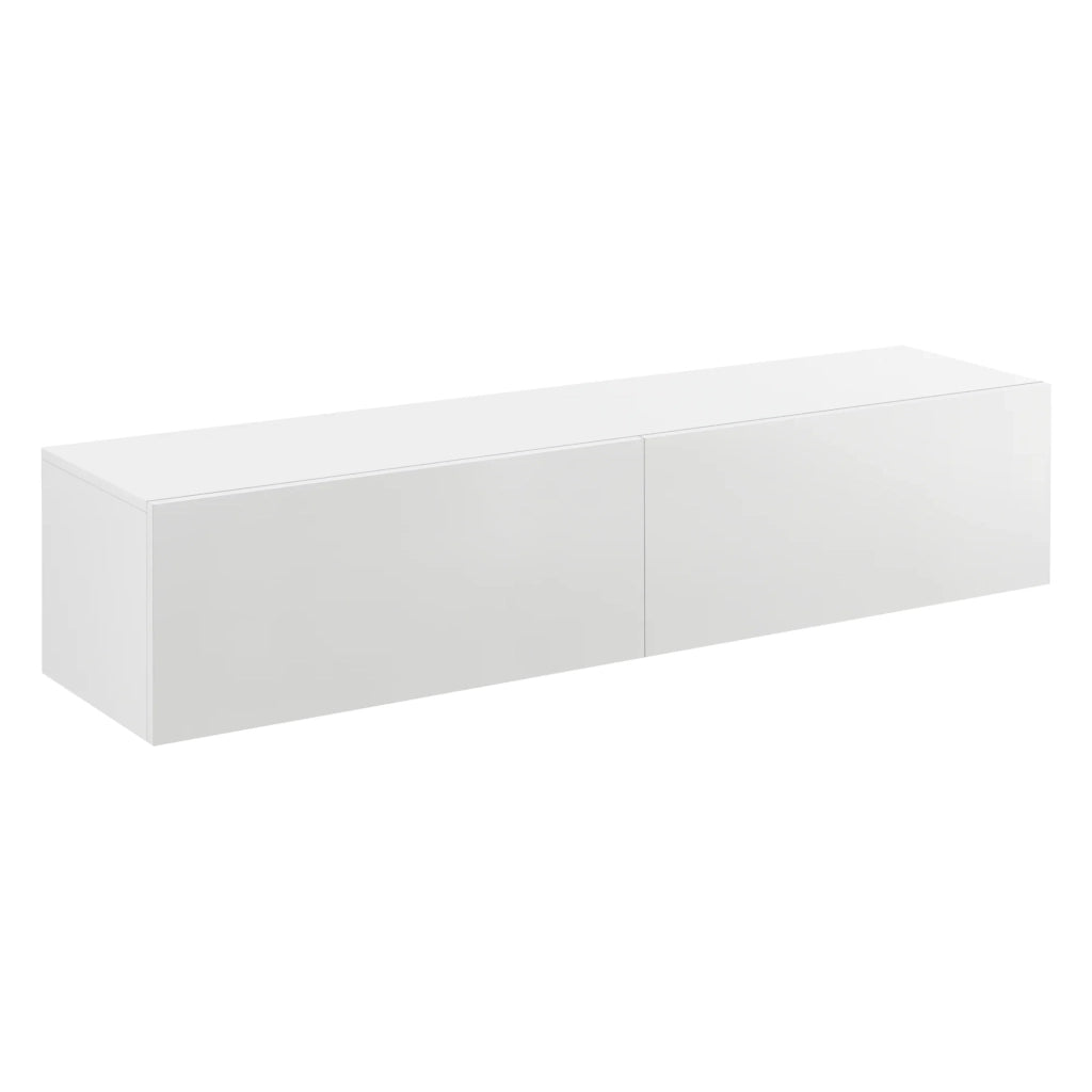 Mensola porta TV da parete di design con 2 cassetti 140 cm bianco 03_0005187