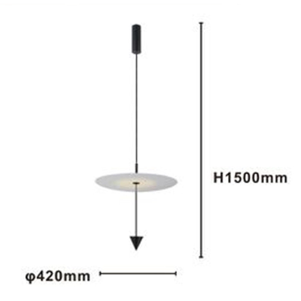 Trade Shop - Lampadario A Sospensione Lampada 18w Luce Led 4000k Disco Bianco ø42cm Cono Nero 33054 -