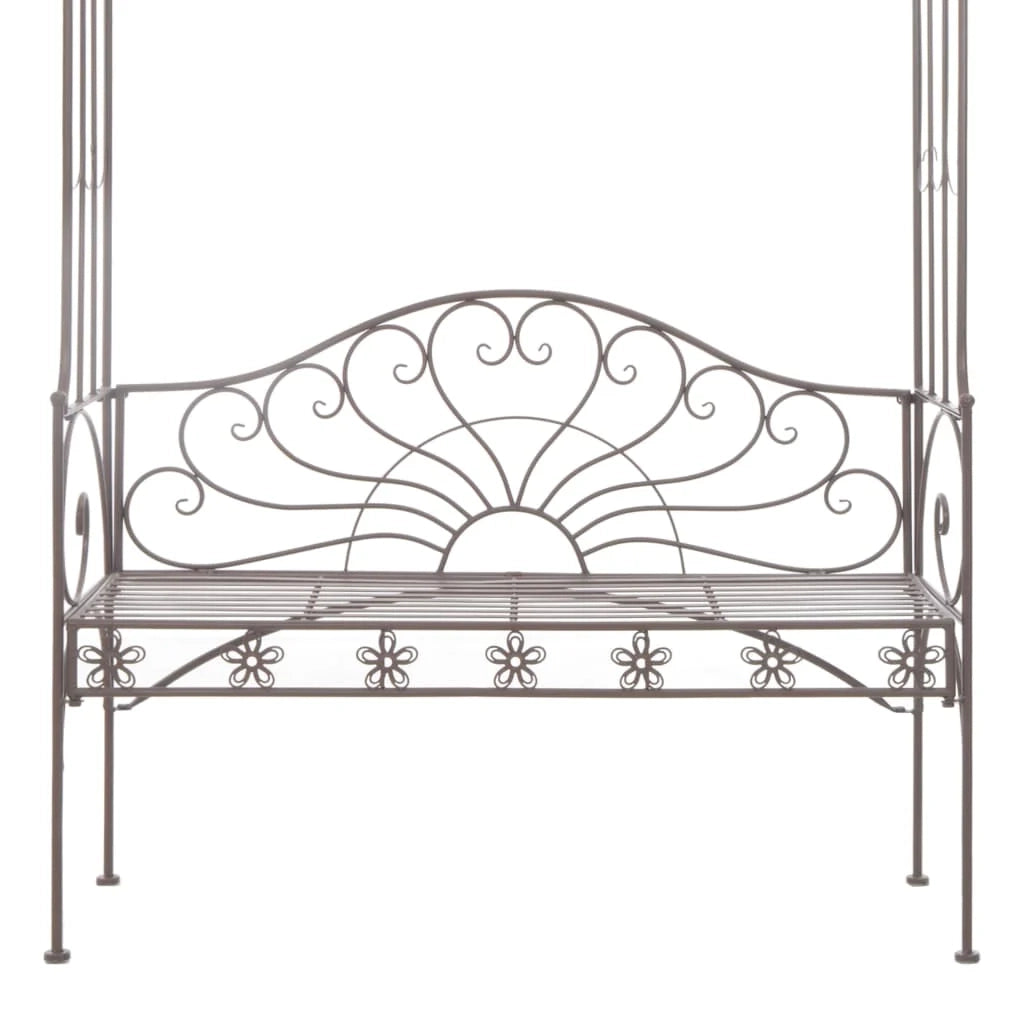Panca da giardino mobili da esterno per patio terrazza 122 x 43 x 220 cm ferro marrone anticato 02_0011218