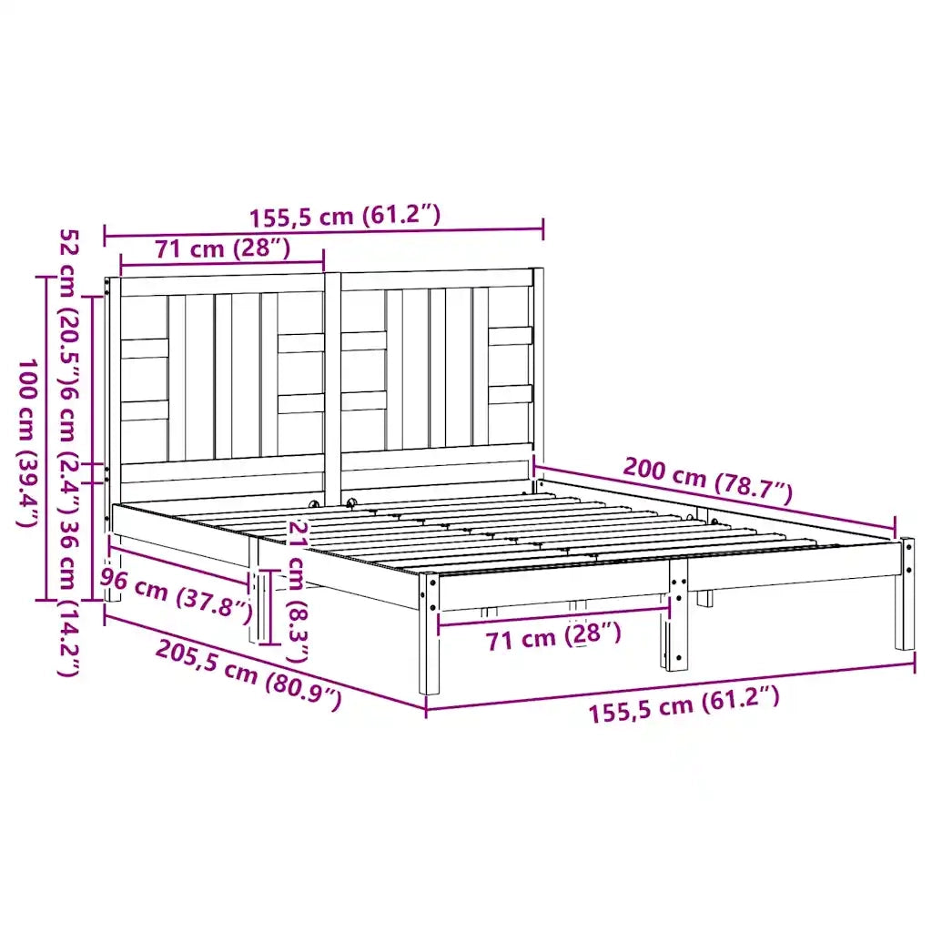 Giroletto Bianco in Legno Massello 150x200 cm King Size 3105411