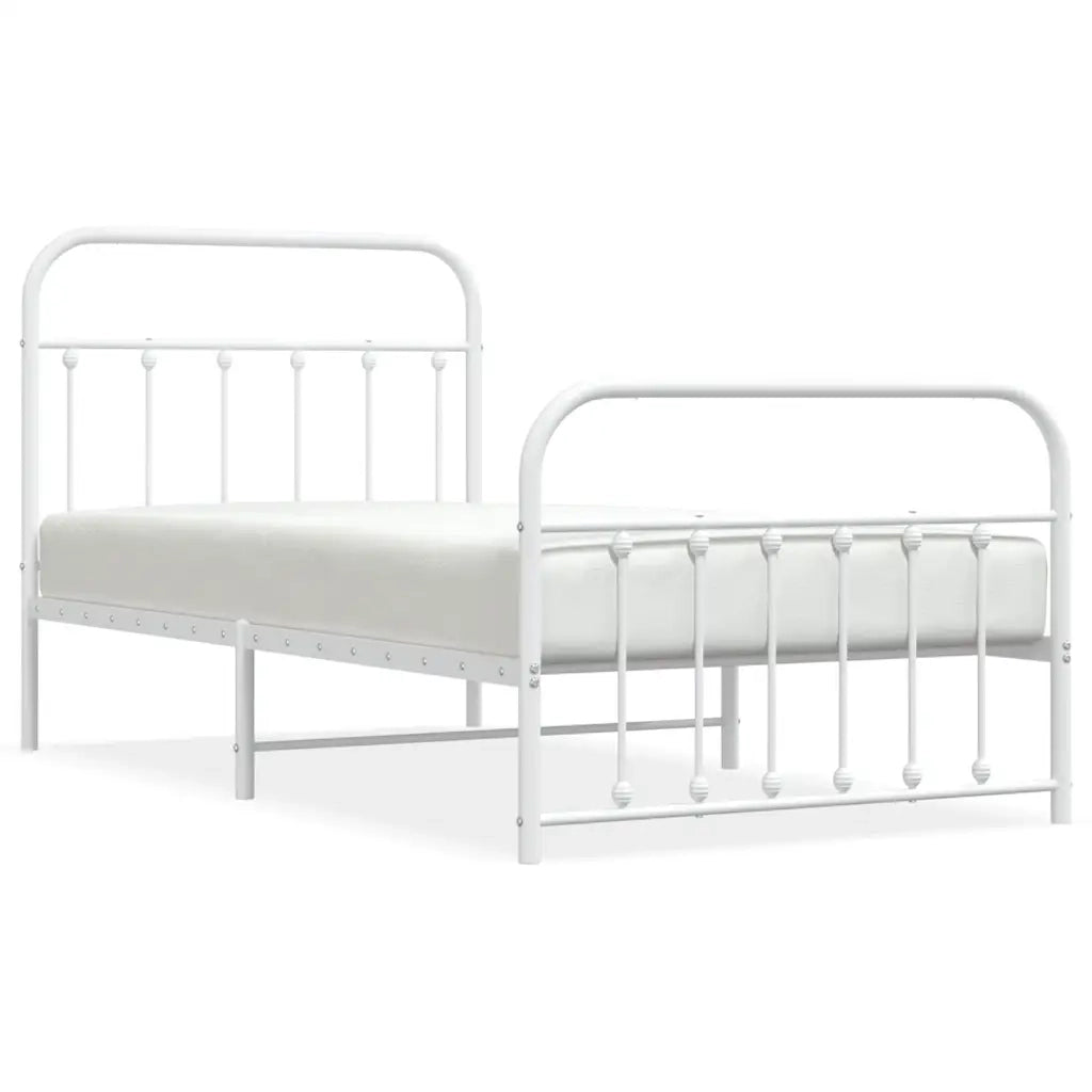 Giroletto con Testiera e Pediera-Struttura Letto Metallo Bianco 100x190 cm 621300