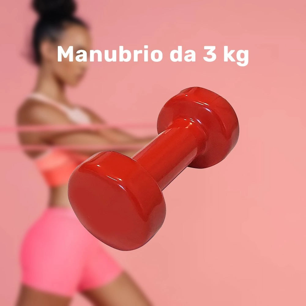 Trade Shop - Manubrio Singolo 3 Kg In Vinile Allenamento Esercizi Casa Palestra Workout Fit -