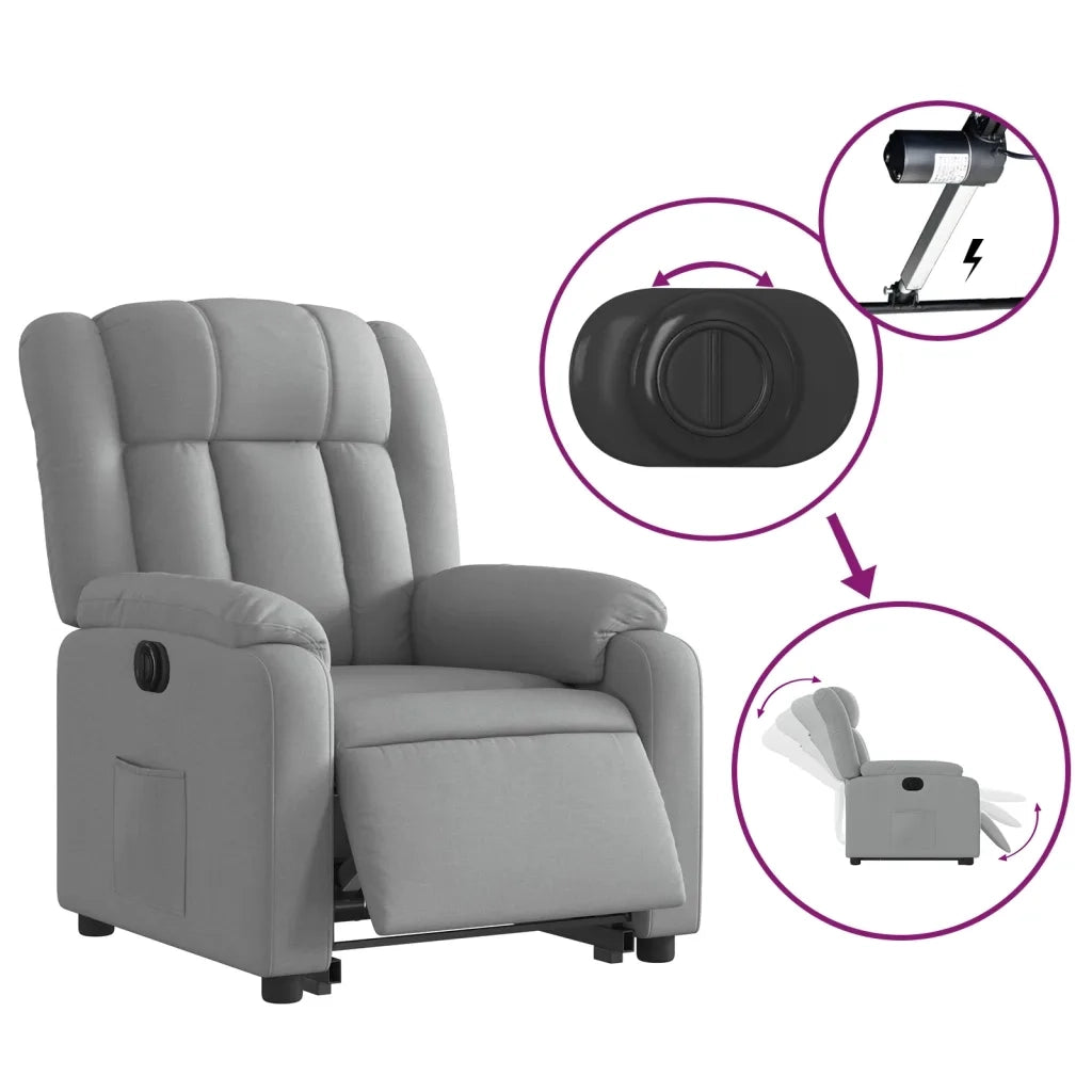 Poltrona Reclinante Alzapersona Elettrica Grigio Chiaro Tessuto 3205340