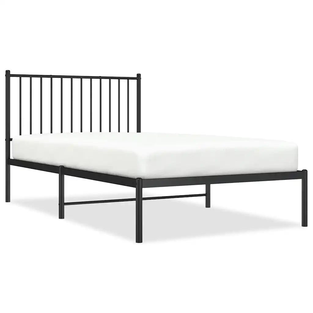 Giroletto con Testiera-Struttura Letto con testiera in Metallo Nero 100x190 cm 489206