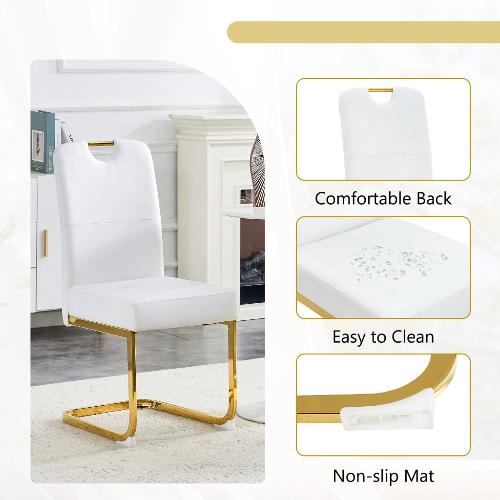 Sedia da Pranzo con Schienale Ergonomico e Piedini Antiscivolo in PU Bianco Moderno
