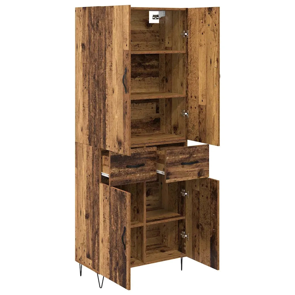 Credenza 2 pz-Set di 2 Buffet-Armadio da cucina Legno vecchio Legno ingegnerizzato e vetro 962186