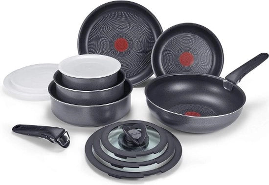 Set di pentole - Pentole da cucina - 14 pezzi - Alluminio - Padella - Superficie antiaderente - Pentole a casseruola - 2 maniglie - Resistente al forno