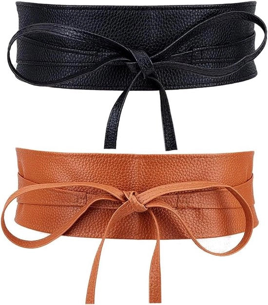 Cintura Obi in Pelle Finta da 224,6 cm - Stile Retro Vintage Boho - Maglione Giacca Donna