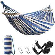 Hangmat con asta di allungamento - 270 x 150 cm - Bianco/Azzurro