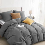 Dekbedovertrek 200 x 220 cm con Cuscini 80 x 80 cm - Microfibra, Oeko-Tex, Grigio Antracite