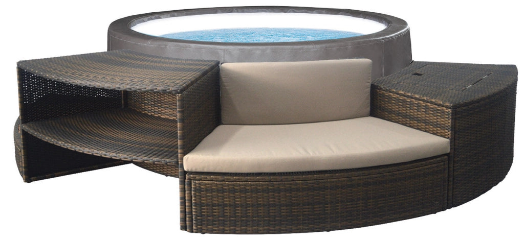 Vasca Idromassaggio da Esterno Semirigida Riscaldata 4+2 Posti con Mobili Ø184x73 cm NetSpa Vita Premium Marrone