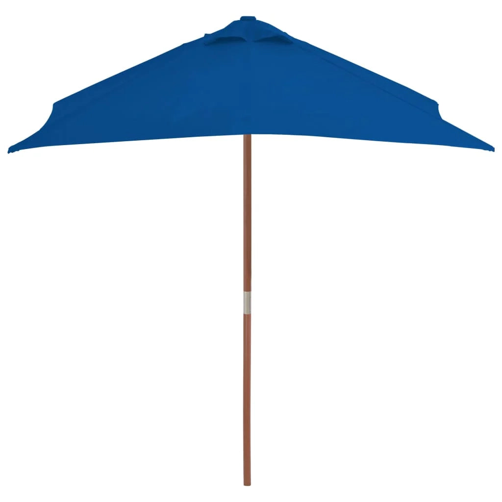 Ombrellone da esterno con palo in legno 150 x 200 cm blu 02_0008254