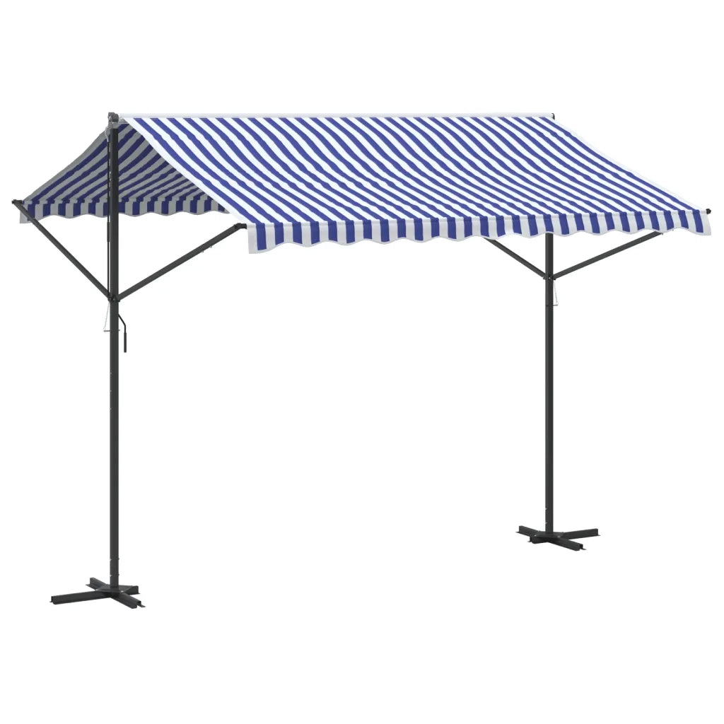 Tenda da Sole-Tenda parasole per balcone Blu e Bianca 300x300 cm in Tessuto e Acciaio