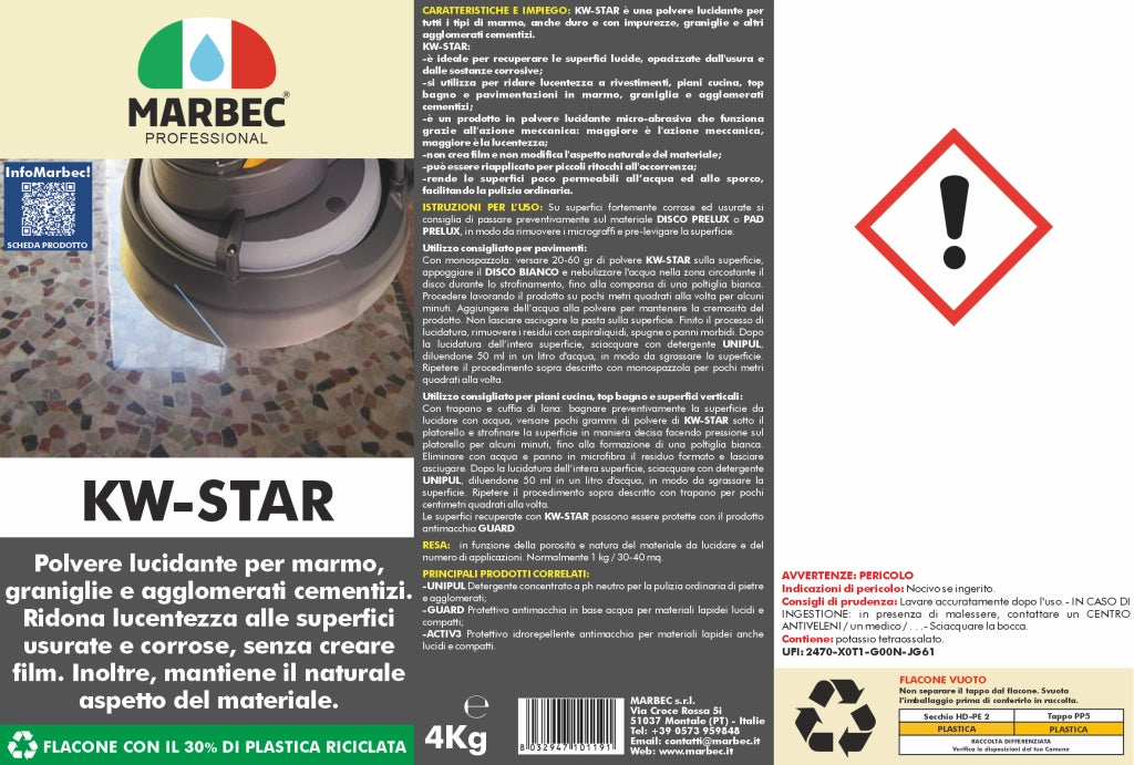 Cristallizzante per marmo KW-STAR   4KGx4Pz