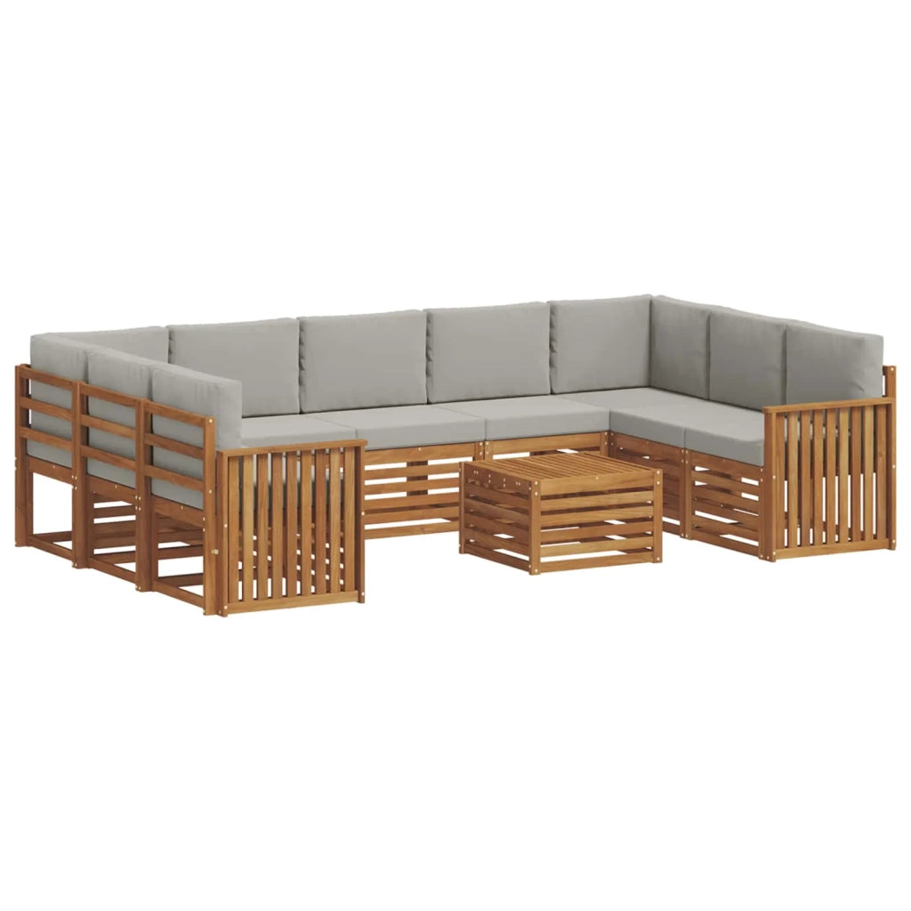 Set divani con cuscino 10 pcs Grigio Naturale e Chiaro