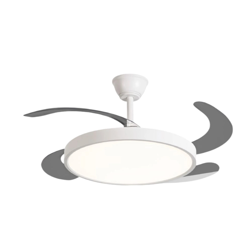 Ventilatore da soffitto con lampada LED 40W, pale a scomparsa, 6 velocità, telecomando e selezione temperatura colore dimmerabile