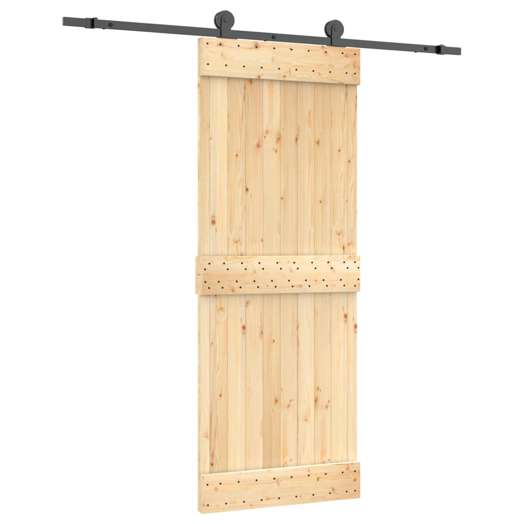 Porta scorrevole Naturale e Nero 80 x 210 cm 3444987