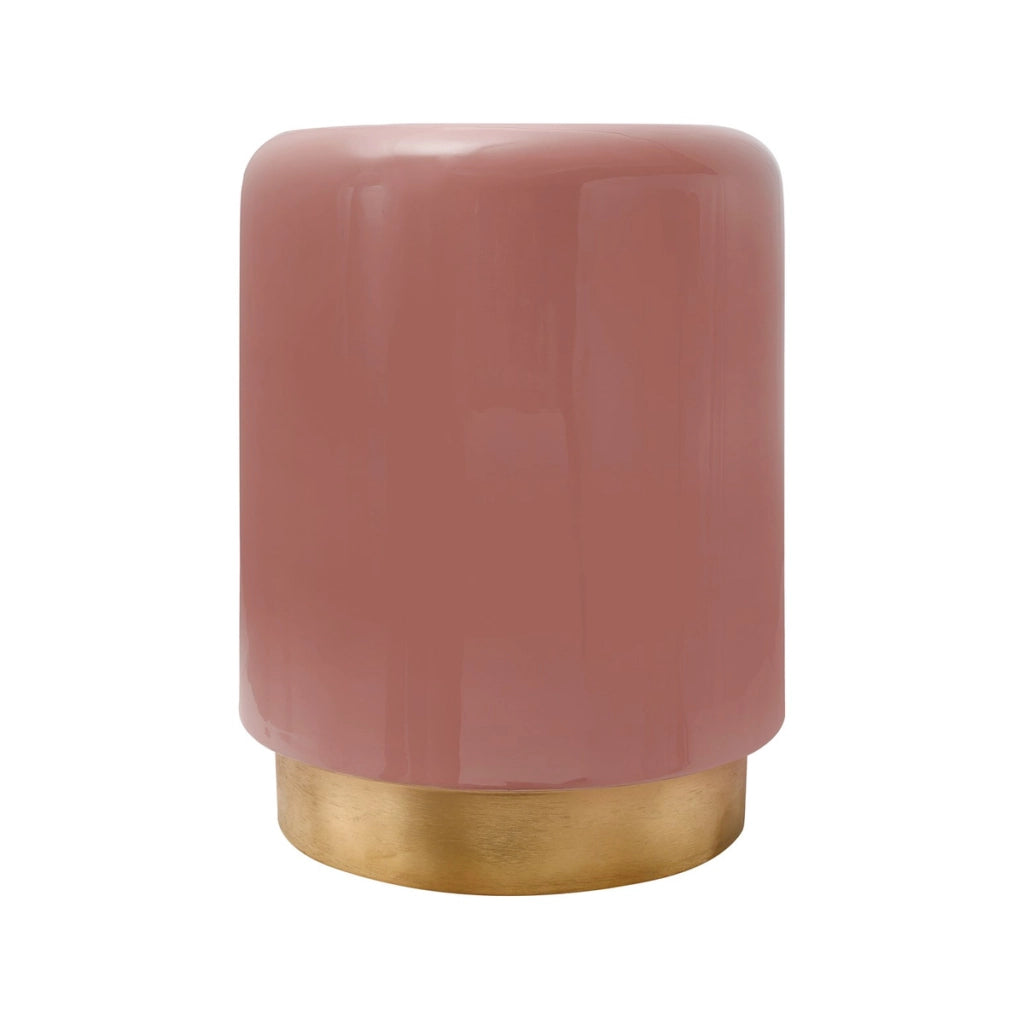 Tavolino Art Deco Rosa con Base Dorata
