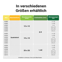 Rete da voliera nera Maglie quadrate 19x19mm Rotolo da 10m Altezza 100cm Acciaio zincato