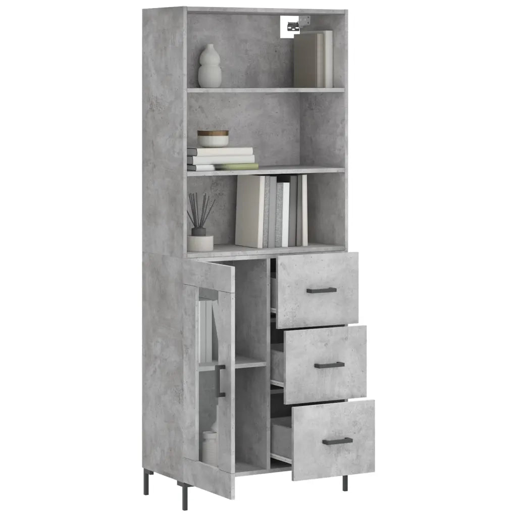 Credenza-Buffet-Armadio da cucina Grigio Cemento 69,5x34x180 cm in Legno Multistrato 215992