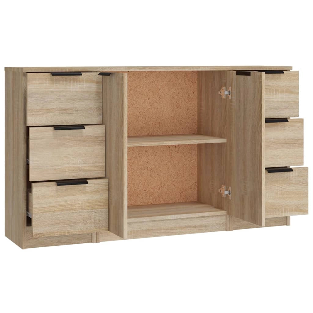 Buffet credenza cassettiera armadio mobile contenitore organizer per cucina soggiorno salotti 3 pezzi legno ingegnerizzato Sonoma marrone 02_0037107