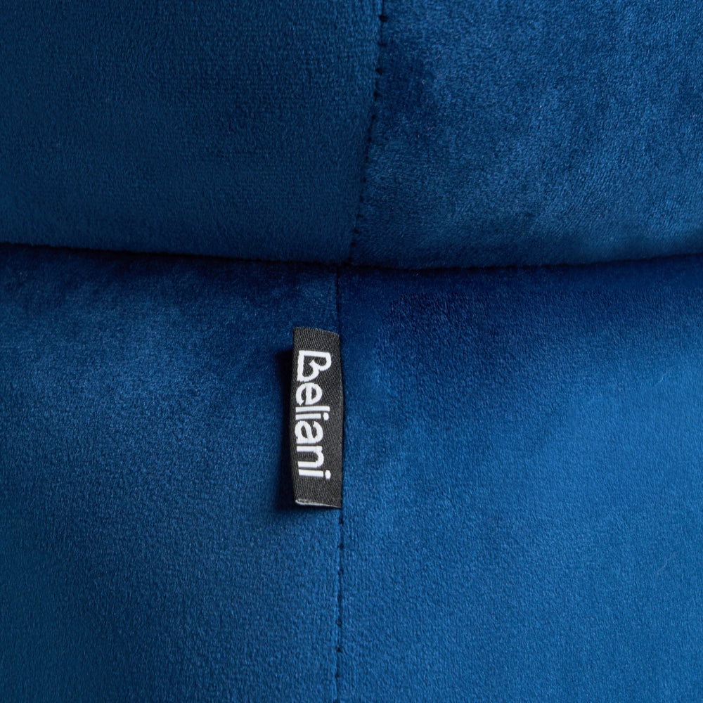 Pouf quadrato in tessuto vellutato blu scuro elemento d'arredo moderno per salotto o camera da letto
