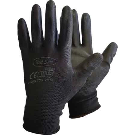 GUANTO POLIESTERE/POLIURETANO NERO IDEAL STAR Tg. 10 - 12 paia- IDEAL STAR