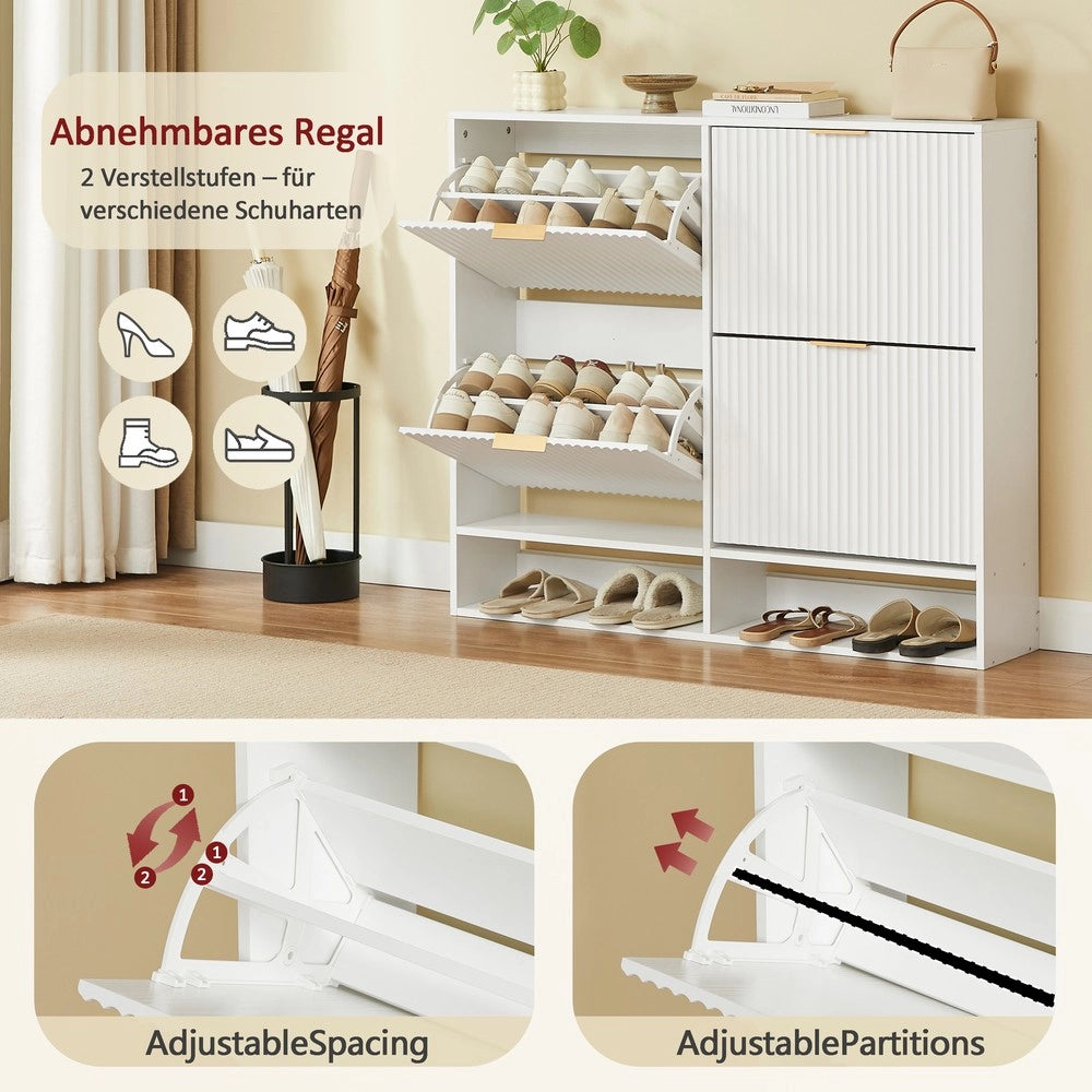 Scarpiera con Ripiano Decorativo ¨C MINIMAL ¨C Bianco, 120x24 cm, Altezza Regolabile