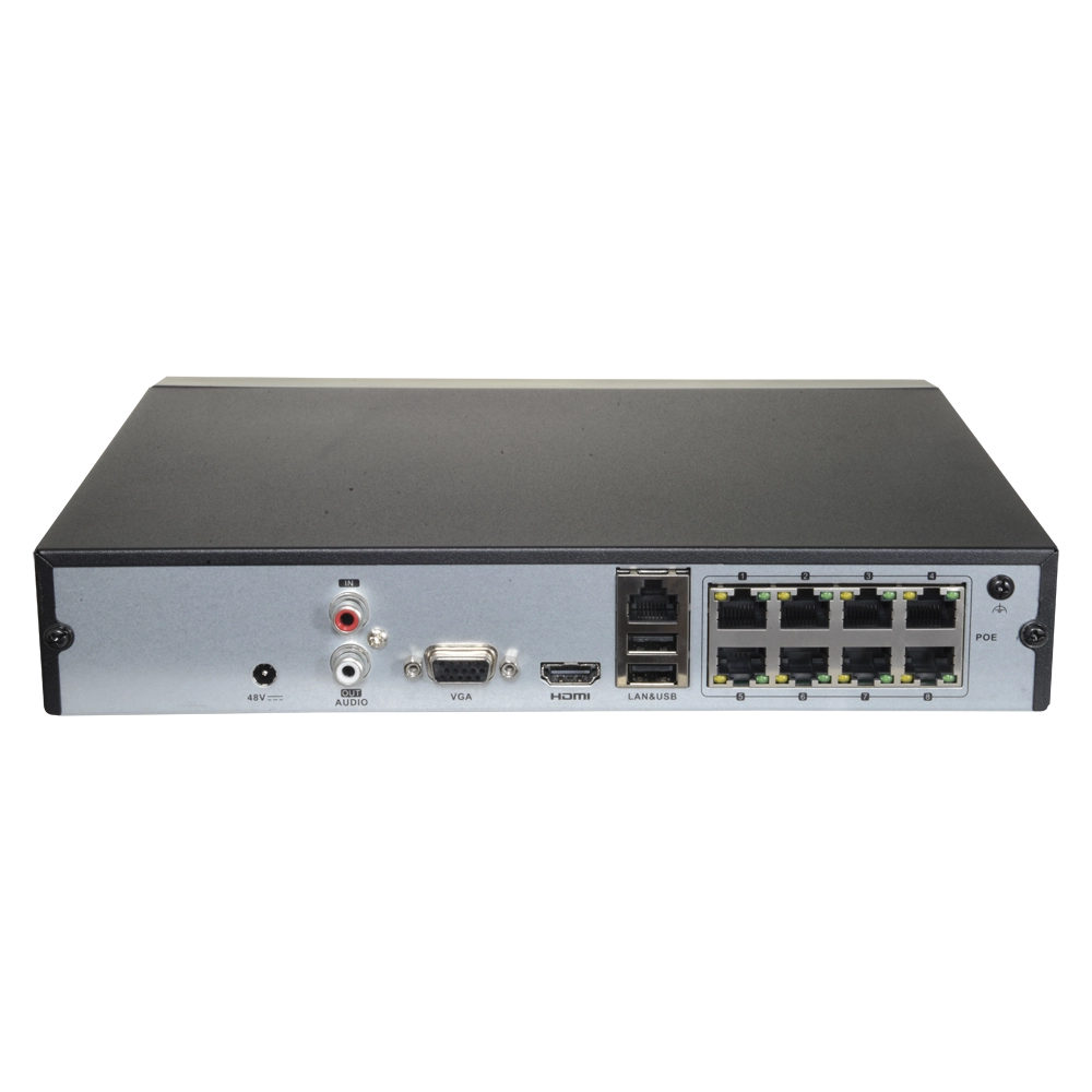 NVR 8 Canali Poe Hikvision Hiwatch series 4K HD 8CH@8Mpx Con Switch 8 Porte PoE H.265+ 80Mbps P2P ONVIF HWN-4108MH-8P(B)