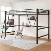 Letto a castello metallo nero con scrivania a l e ripiano 90x200 cm