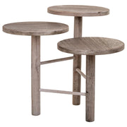 Supporto in legno per 3 vasi bianchi d25x40/35/30h