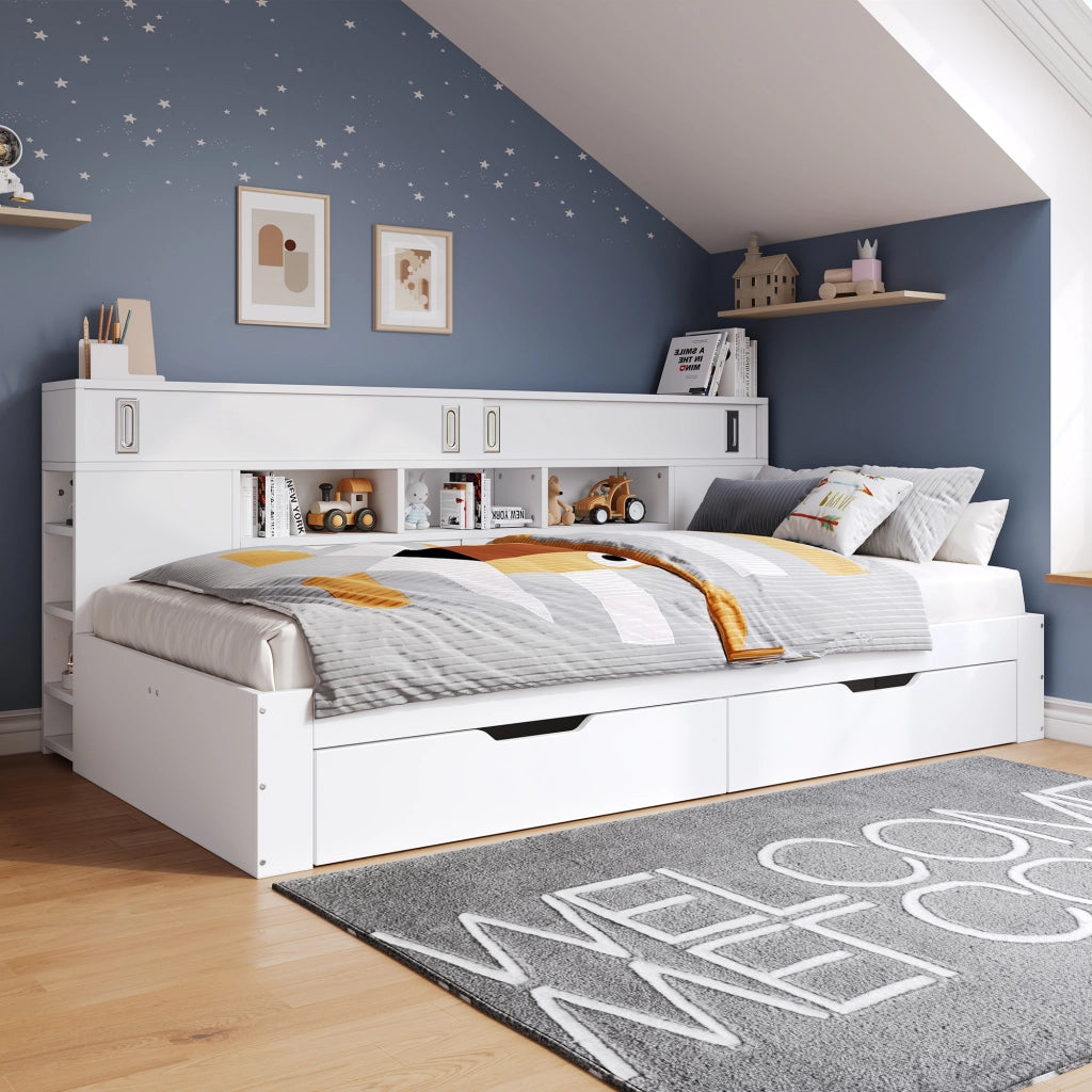 Letto daybed con contenitori in MDF 140x200 cm