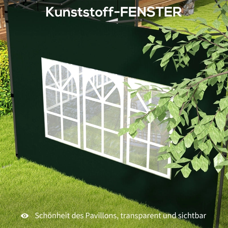 Set di 2 pannelli laterali per gazebo 3x3 e 3x6, impermeabili, con finestre, verde scuro.
