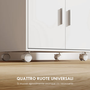 Mobile Cucina Multiuso 59x40x92 cm con Ripiano Estraibile in MDF Bianco