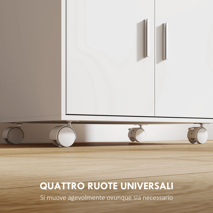 Mobile Cucina Multiuso 59x40x92 cm con Ripiano Estraibile in MDF Bianco
