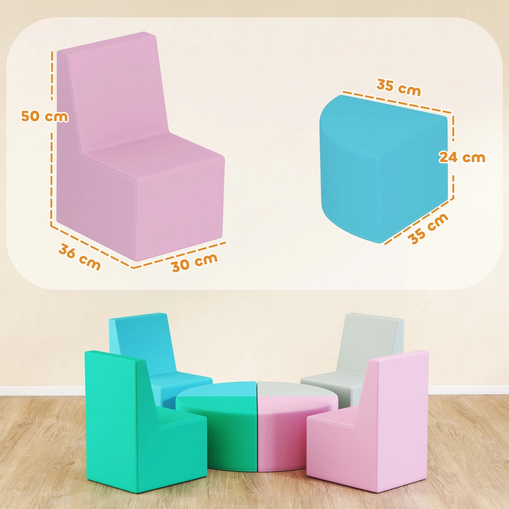 Blocchi da costruzione morbidi per bambini con tavolo e sedie ¨C Zephmum ¨C Multicolore