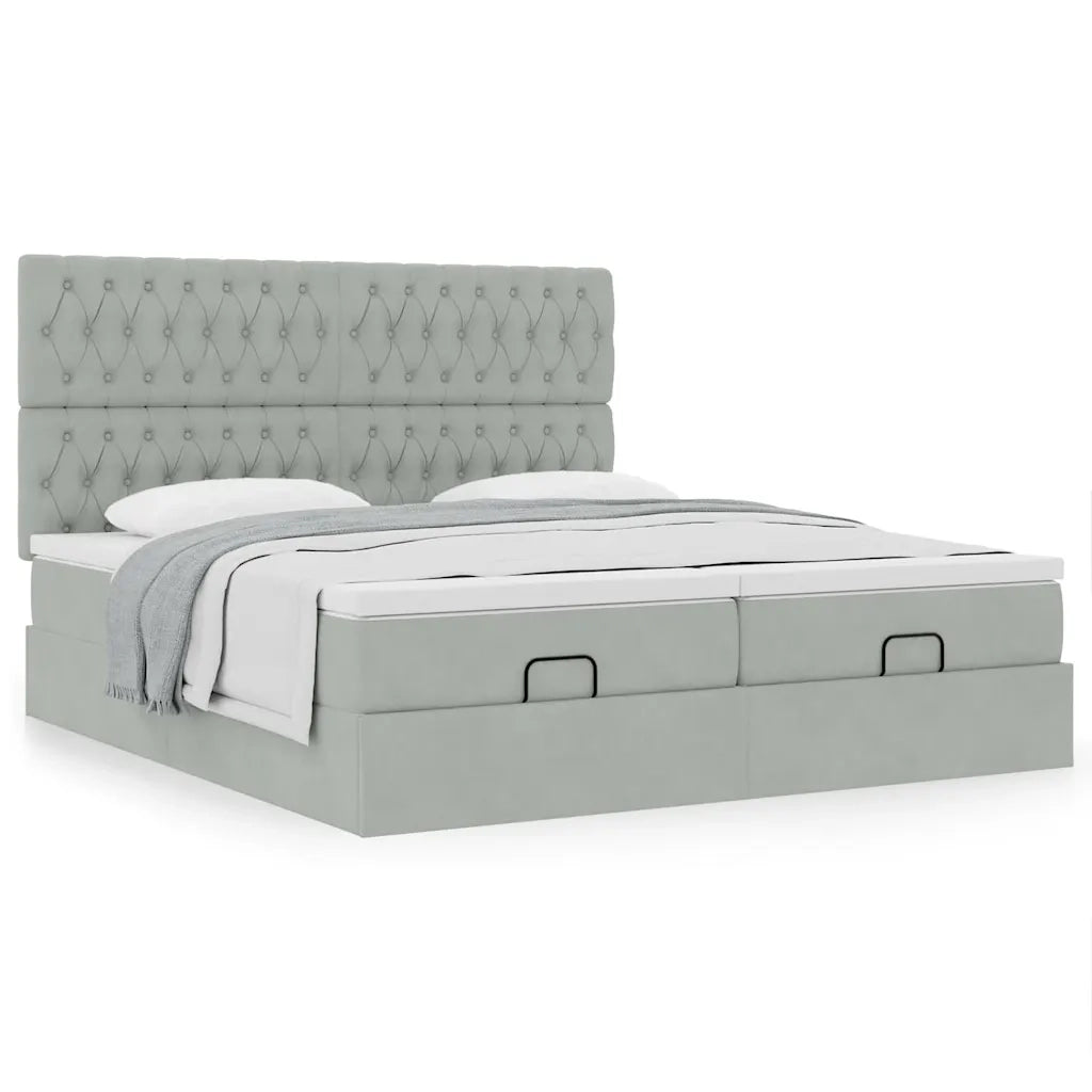 Struttura Letto Pouf con Materassi 200x200 cm Velluto 3313796
