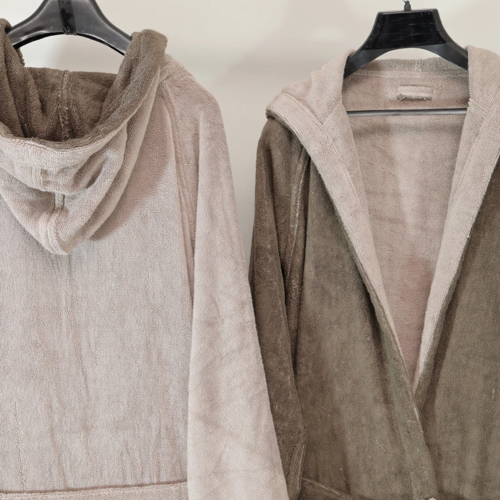 Sekate, Accappatoio 100% Cotone con Cappuccio Reversibile, Beige Crema