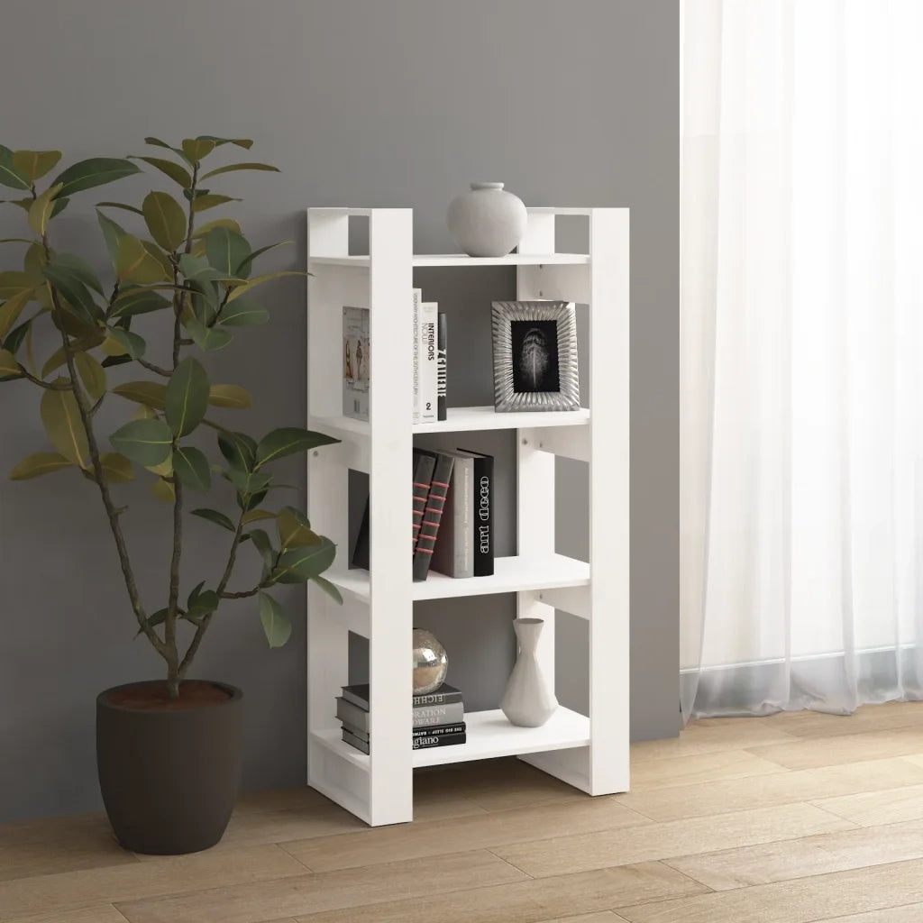 Libreria/Divisorio Bianco 60x35x125 cm Legno Massello