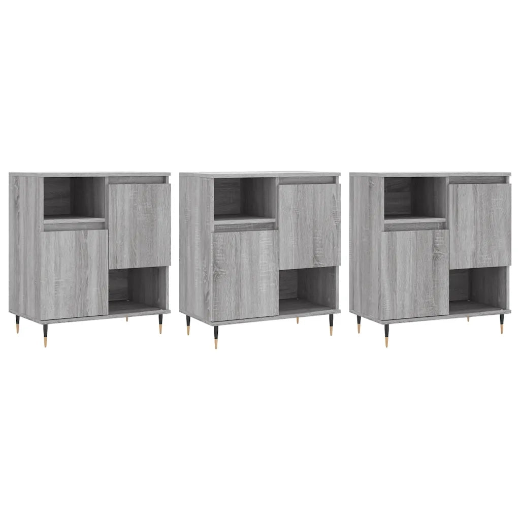 Credenze 3 pz Grigio Sonoma in Legno Multistrato 3190147